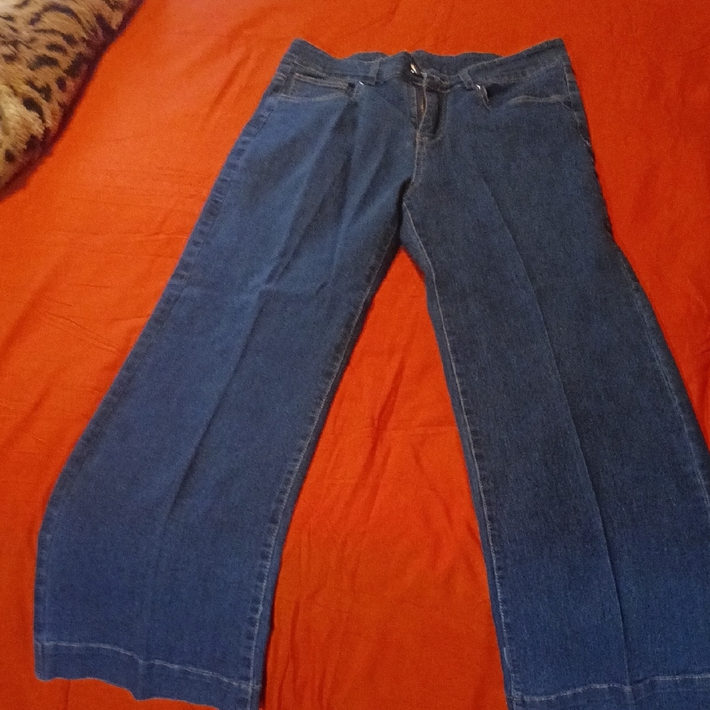 Wide-Leg Blue Jeans